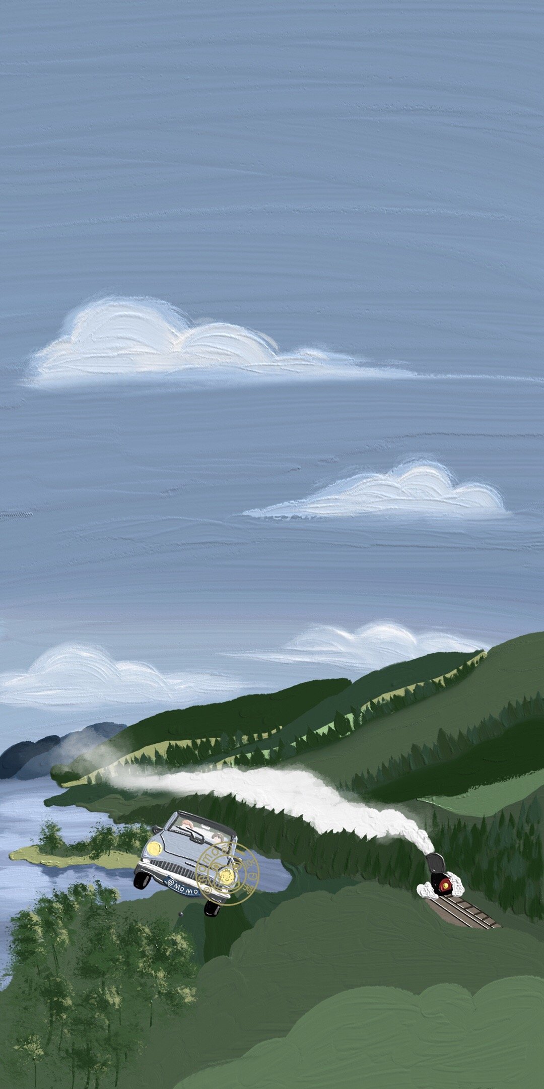 小清新油画壁纸插画,可爱又仙气的油画壁纸左下角取图