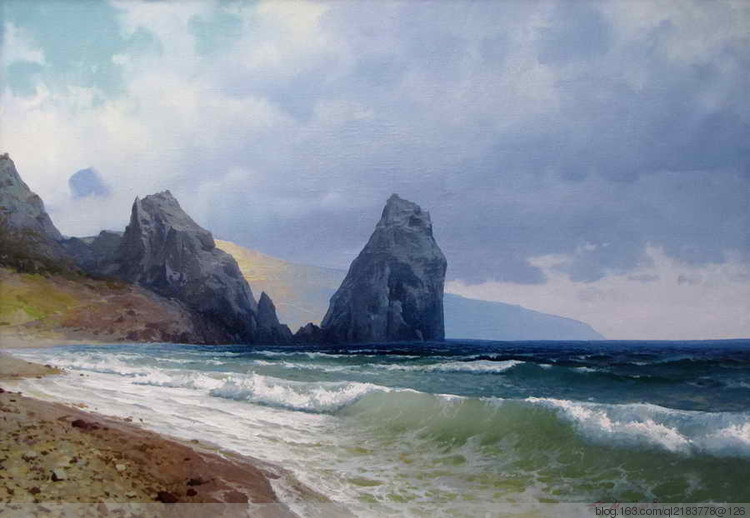 俄罗斯画家画水风景,俄罗斯远山风景油画100幅