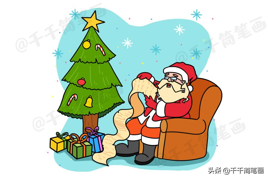 圣诞节简笔画场景圣诞老人,圣诞节黑板报简笔画圣诞老人