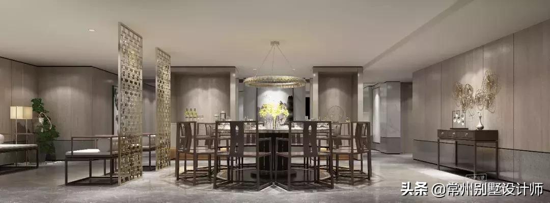 常州现代中式简约风格别墅装修,常州别墅装修空间规整的现代风格