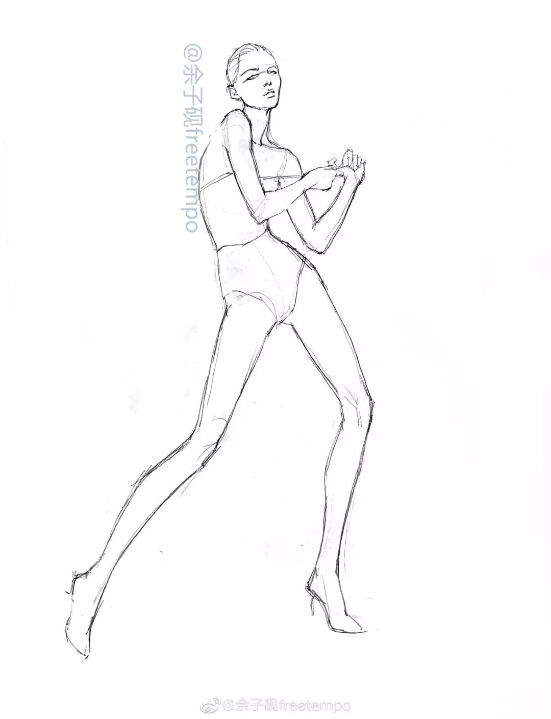 手绘服装画身体,手绘人物服装画法