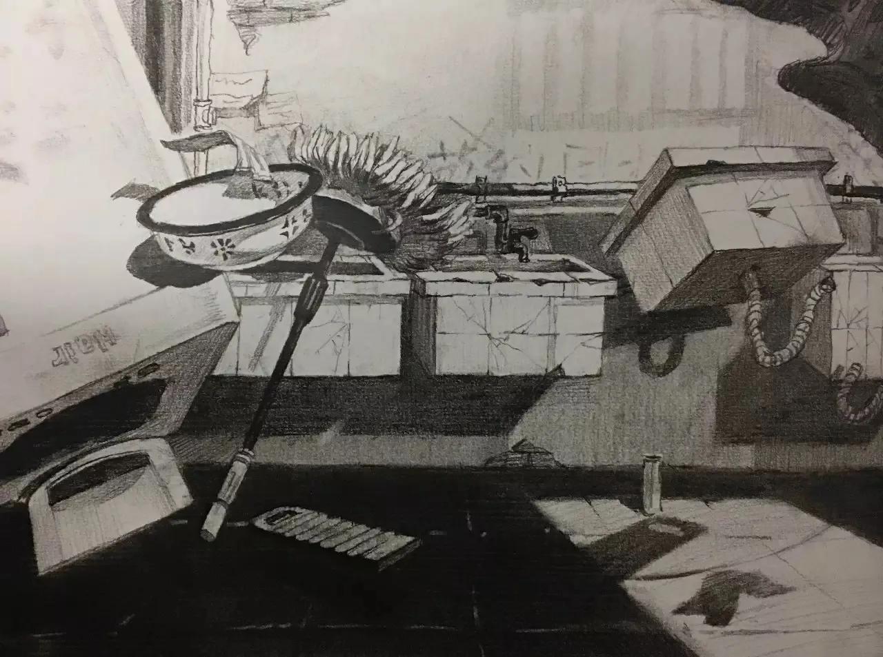 清华校考场景素描高分卷,清华素描场景高分卷技法