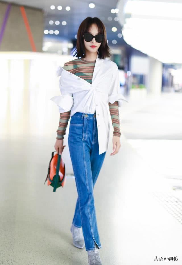 蓝盈莹制服身材照,蓝盈莹街拍露脐装