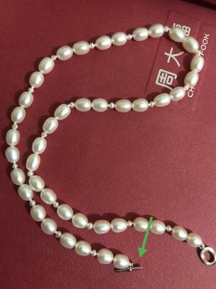 周大福金au750海水珍珠项链,周大福家的珍珠