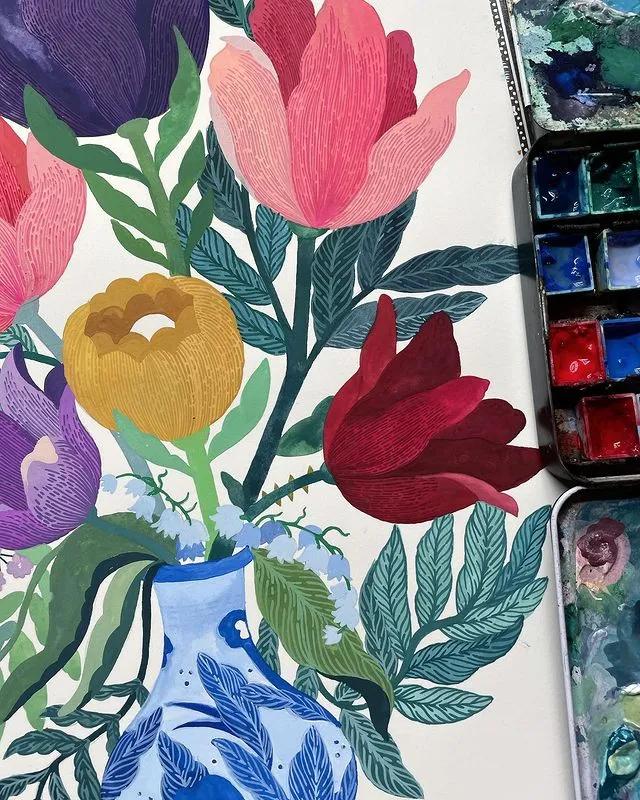 水彩渲染画建筑效果图,水彩平涂画