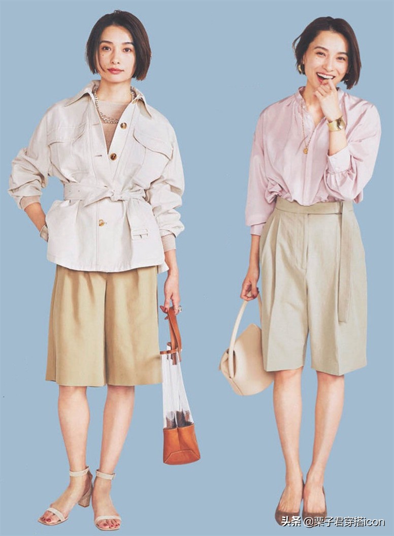 冬季焦糖色百慕大短裤搭配图片,秋冬百慕大短裤搭配