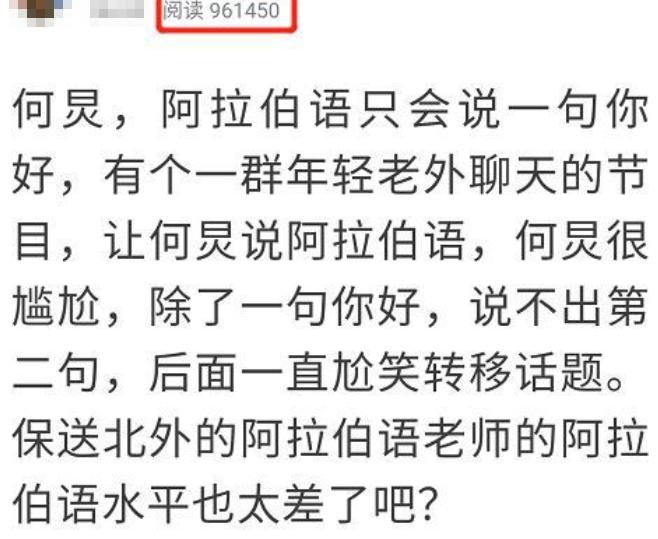 何炅阿拉伯语厉害吗,何炅的阿拉伯语水平怎样