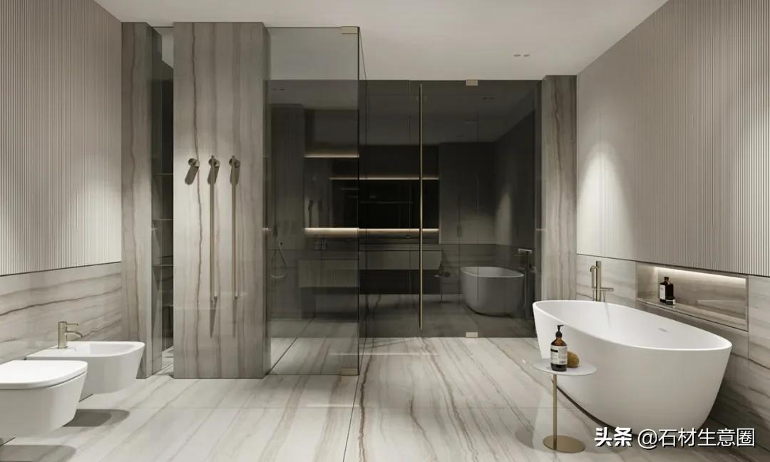 大理石做的浴室柜效果图,极简风格大理石浴室
