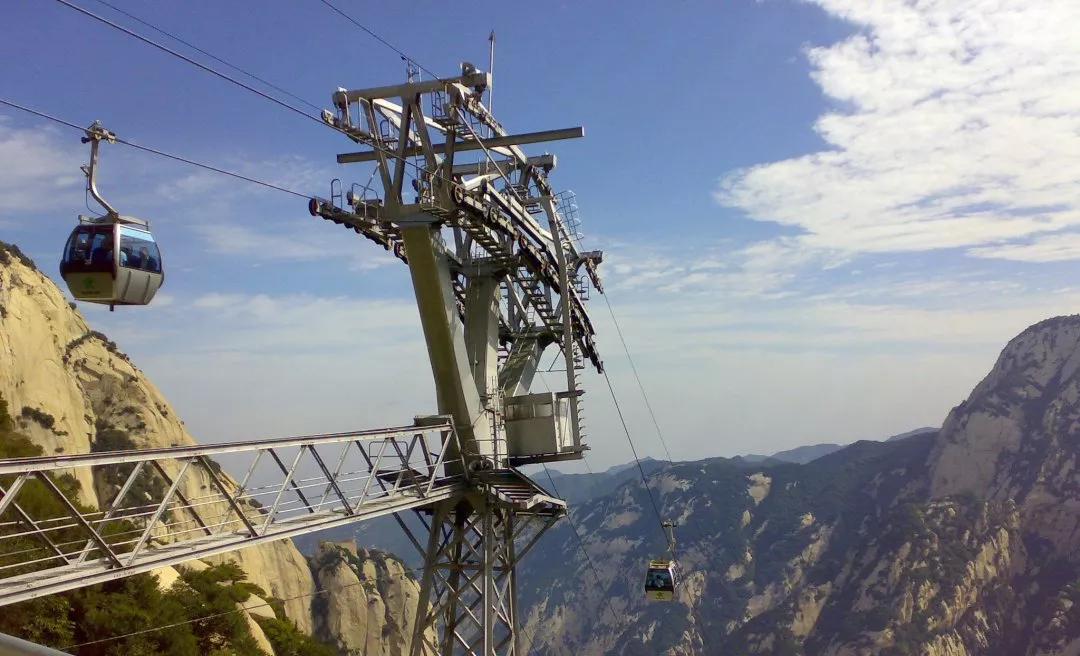华山北峰索道下了还有多久到北峰,华山北峰索道什么样