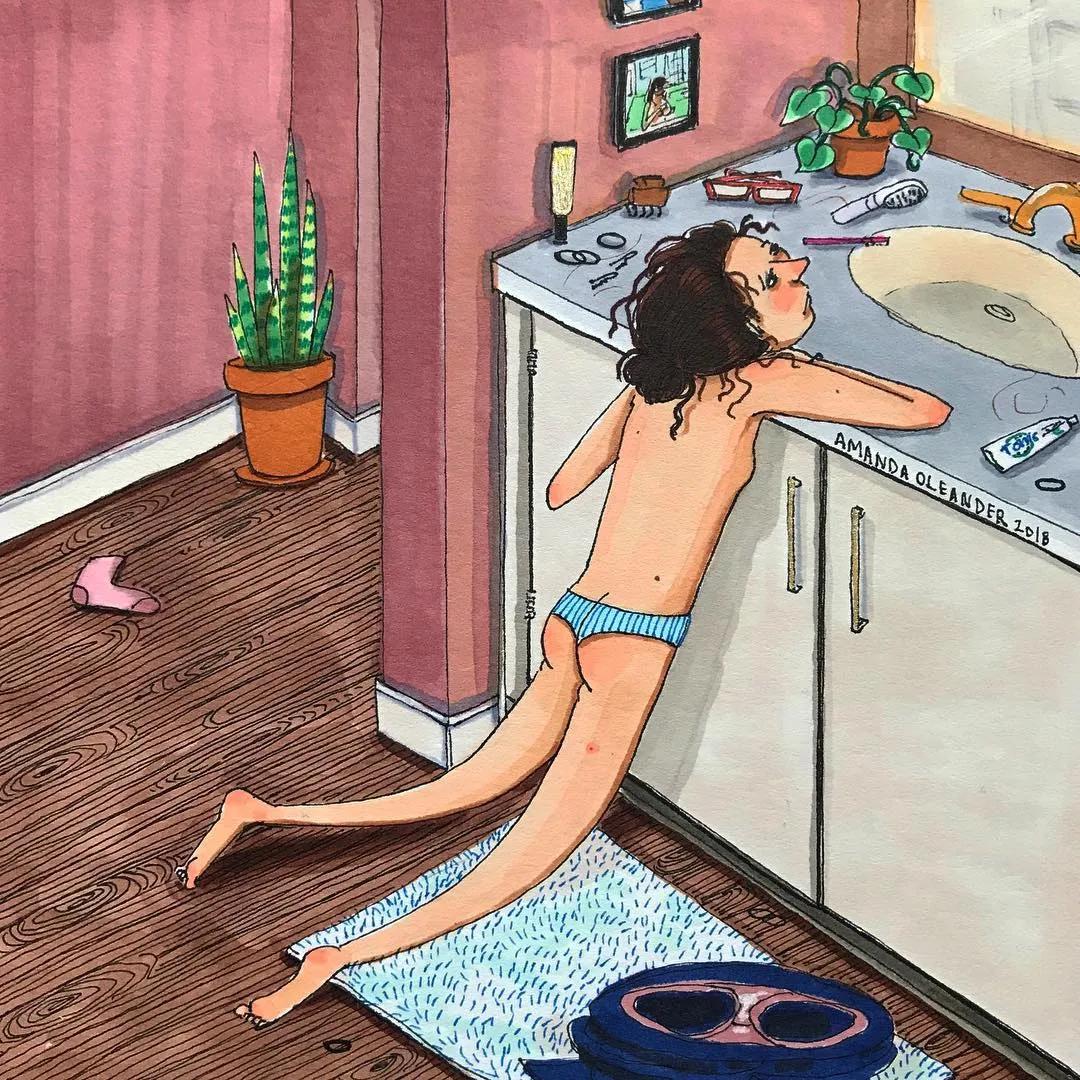 情侣两个人日常生活照片,情侣间的生活插画图片