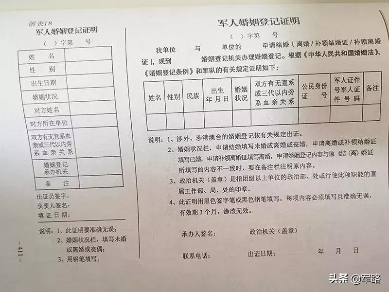 军人结婚表格完整版,军人结婚登记需要填什么表