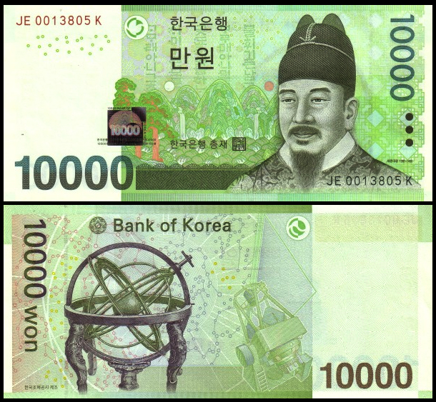 与通胀相伴,面值一路飙升的韩国钞票