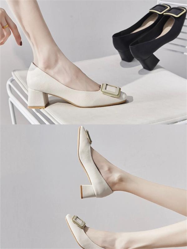 时尚气质百搭浅口低跟奶奶鞋,超级舒服网红奶奶鞋平底