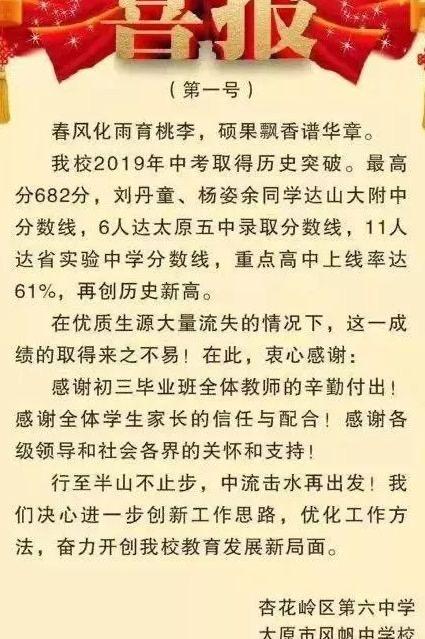 太原初中喜报怎么样,太原近三十所初中的中考成绩