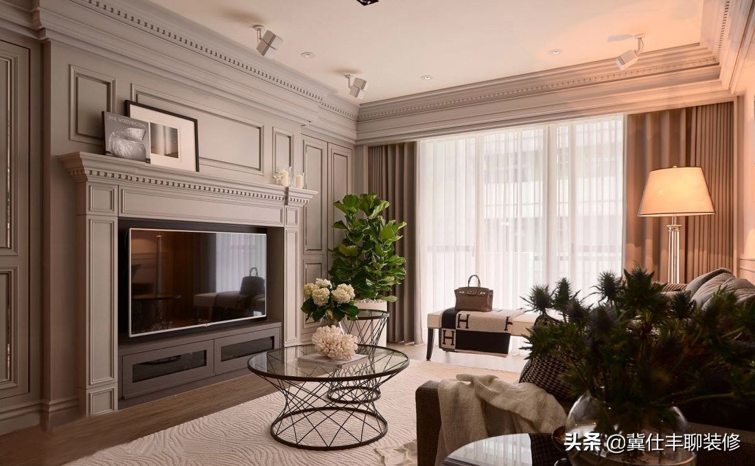 2020最流行石膏吊顶新中式设计图,四格子石膏线吊顶造型简单好看