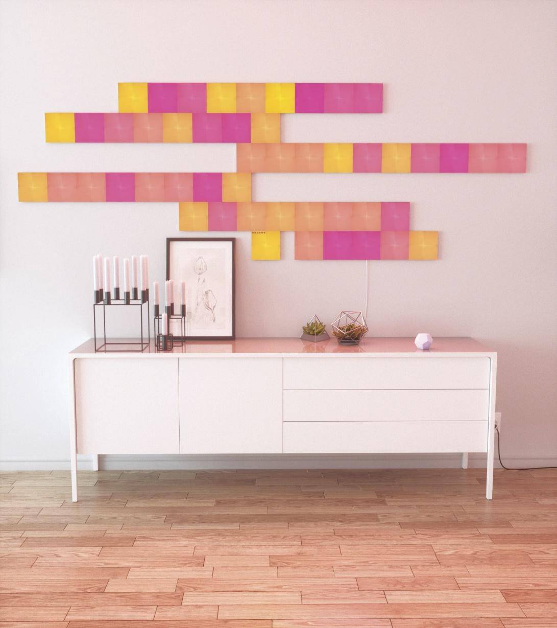 nanoleaf智能方块灯效果图,nanoleaf智能方块灯套装体验