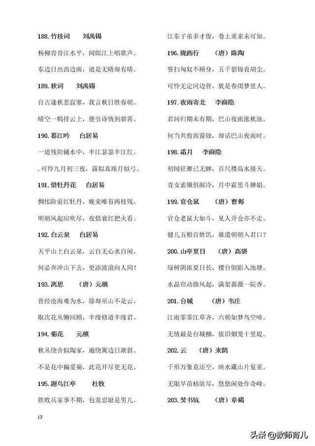 300首小学必背课外古诗词,小学语文必背诗词大全