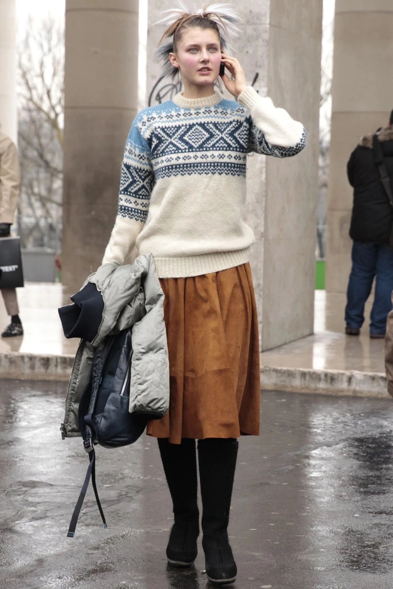 复古提花高级感可外穿,美式复古风冬天怎么穿好看