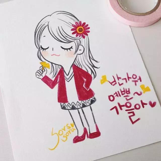 彩铅画古风人物简笔画,彩铅荷花简笔画几分钟就能学会