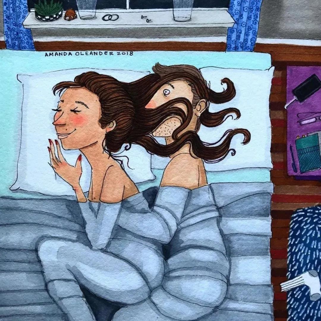 情侣两个人日常生活照片,情侣间的生活插画图片