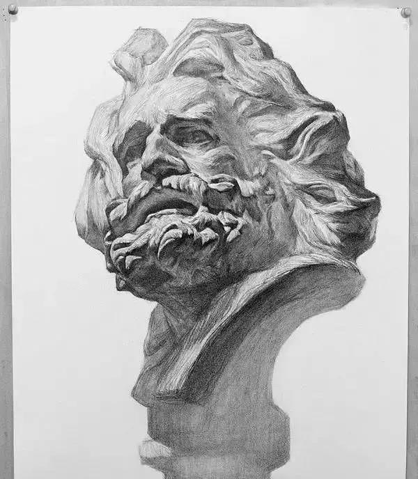 海盗侧面素描石膏头像步骤,素描石膏几何体组合