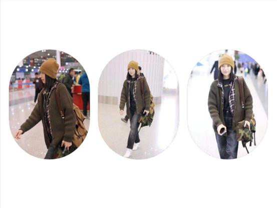 董洁皮毛一体外套,董洁蓝色光滑亮丽的外套