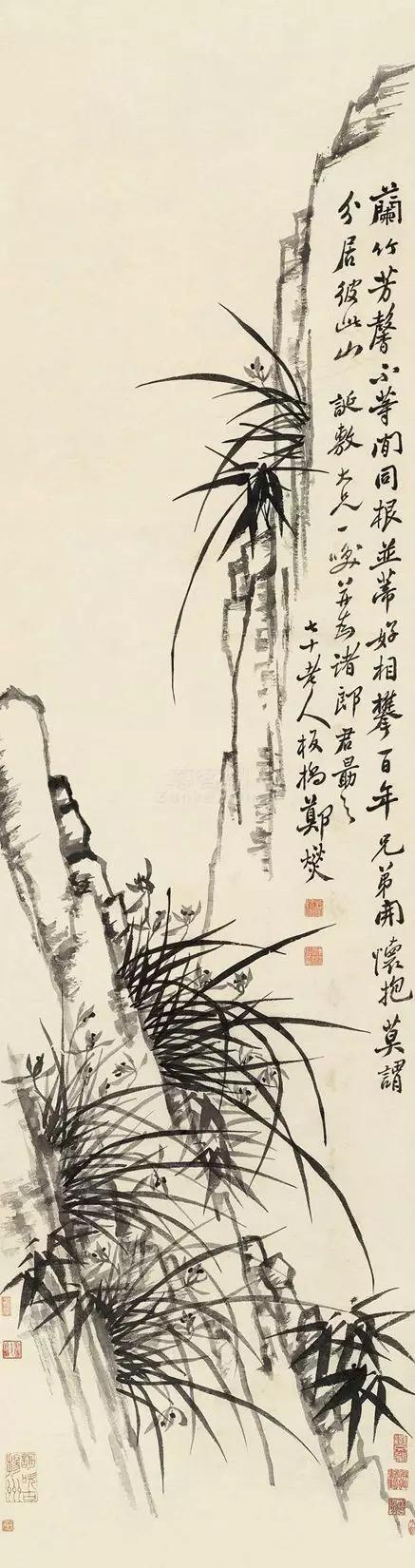赏析郑板桥写意兰花画,郑板桥题画兰草书图片