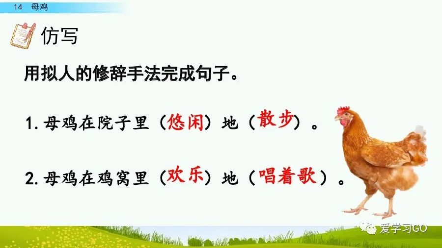 四年级下册语文母鸡课文重点讲解,四年级下册语文14课母鸡重点知识