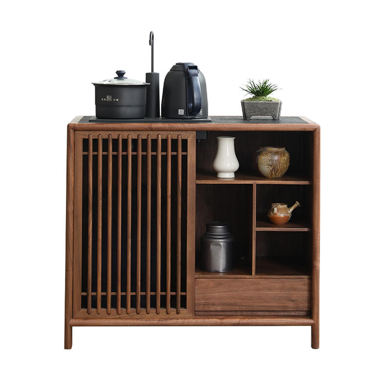 灵感茶室多功能茶柜组合,原木风茶室茶水柜