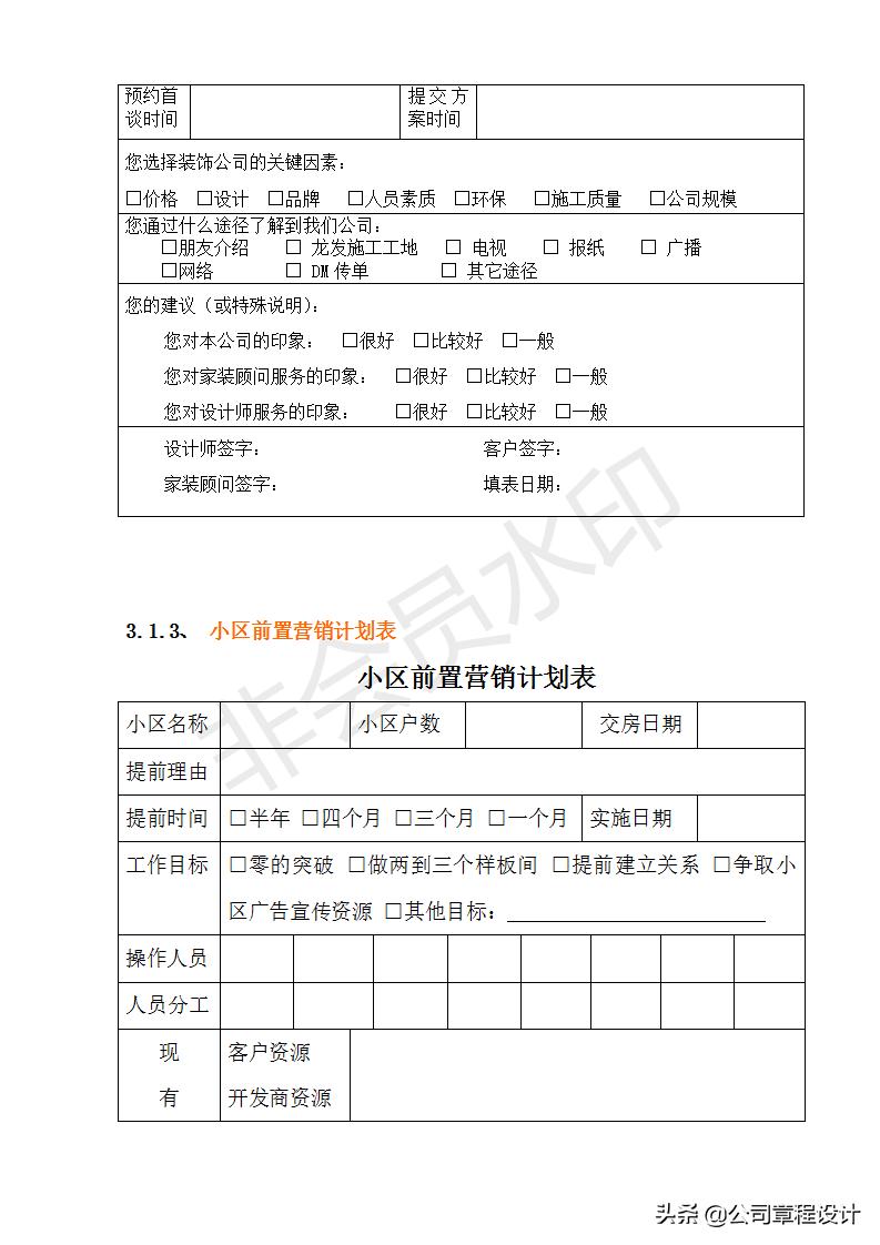 装饰公司市场部管理制度,装修公司市场部月报表模板