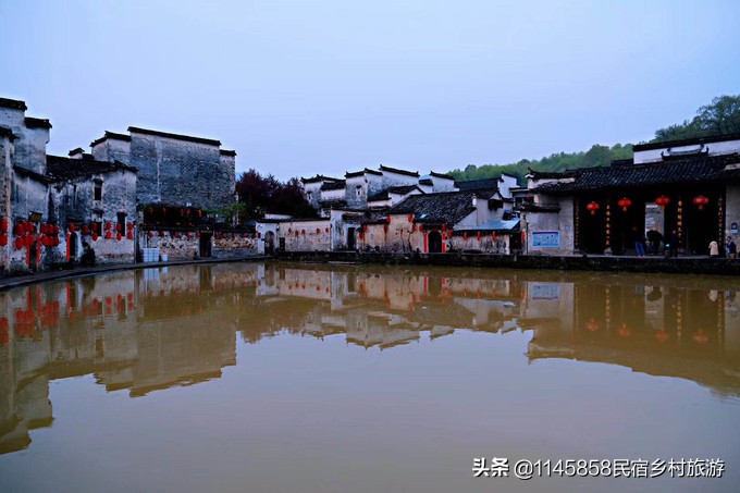 安徽省黟县宏村景区听雨楼客栈,宏村栖梧旅行精选徽派景观民宿
