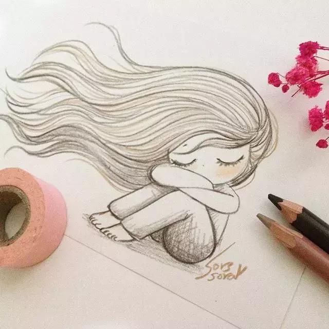 彩铅画古风人物简笔画,彩铅荷花简笔画几分钟就能学会