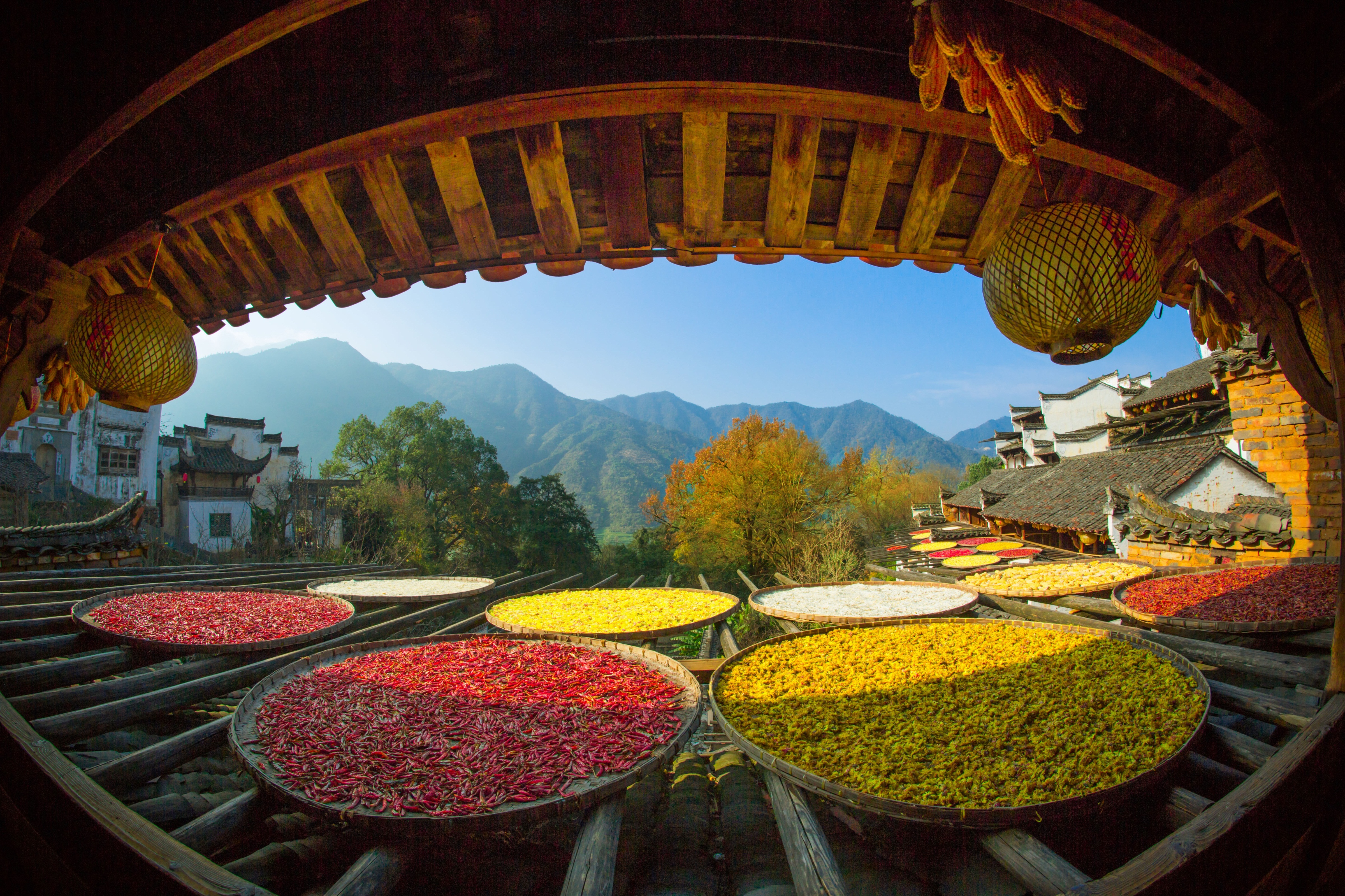 婺源篁岭晒秋古镇忆江南庭院,篁岭最美古村晒秋
