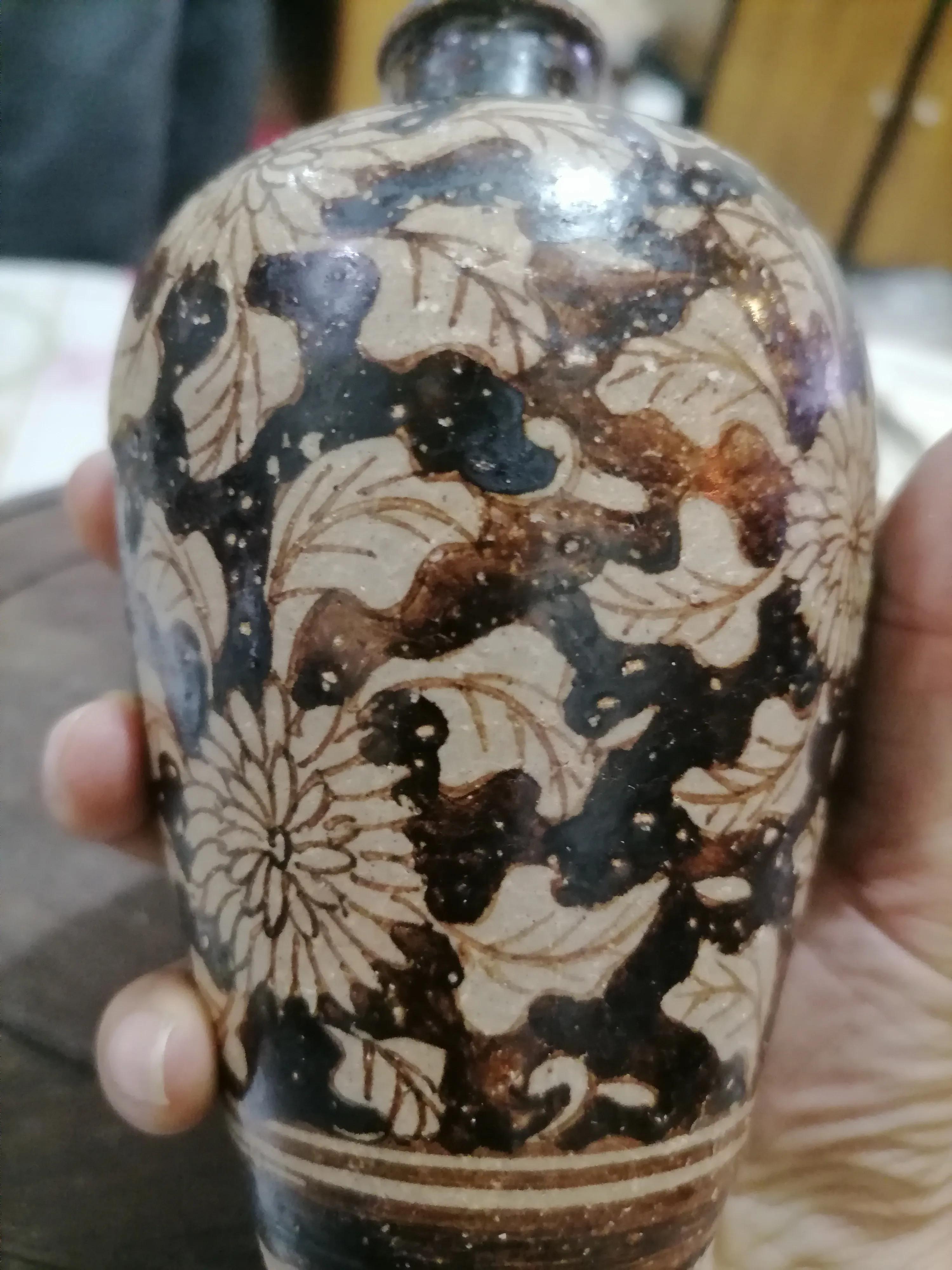 宋吉州窑牡丹纹大梅瓶图片,宋代吉州窑弦纹瓶图片