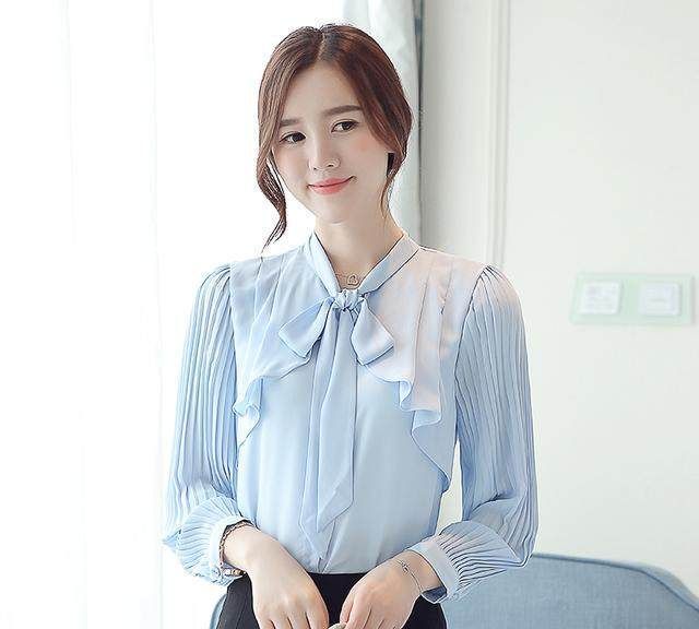 黑色雪纺衫搭配牛仔5分裤,泡泡袖雪纺衫搭配什么裤子好看