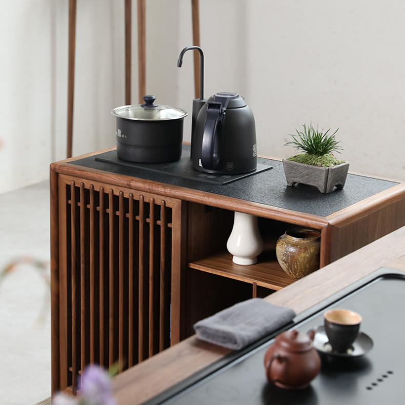 灵感茶室多功能茶柜组合,原木风茶室茶水柜