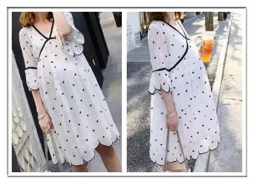 孕妇黑色连衣裙气质高级感,潮妈孕妇假两件夏天连衣裙