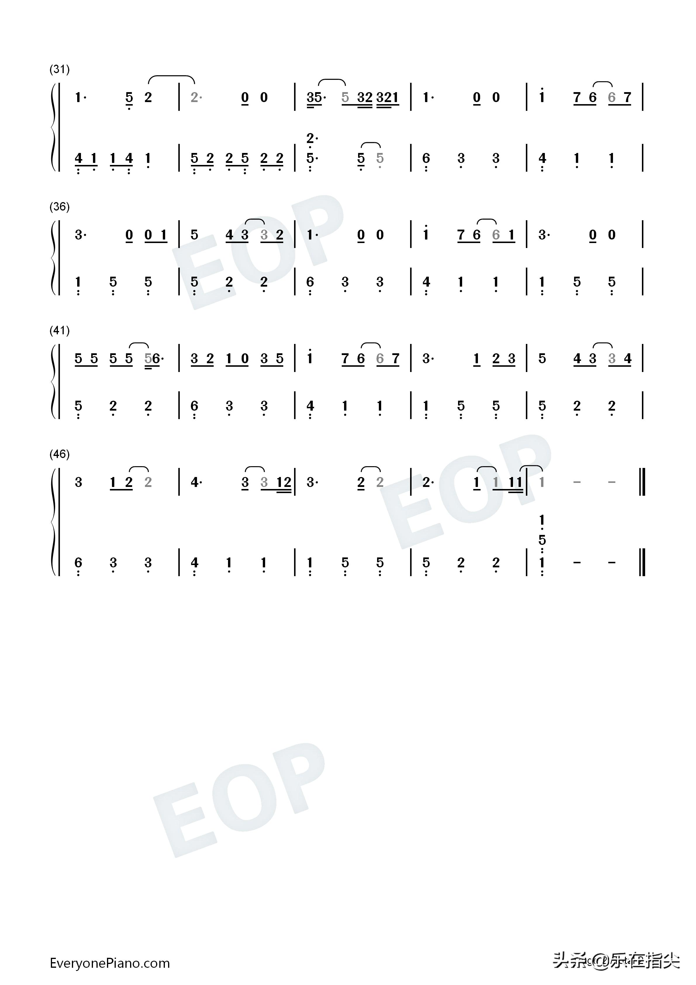 perfect钢琴五线谱完整版,c调钢琴五线谱大全