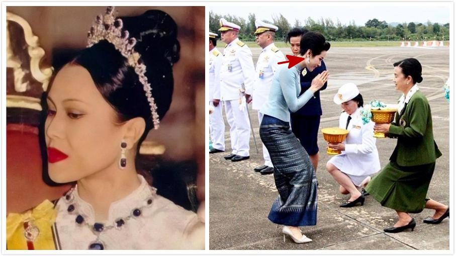 泰国贵妃戴红宝石露脸,泰国贵妇戴夸张首饰参加晚会