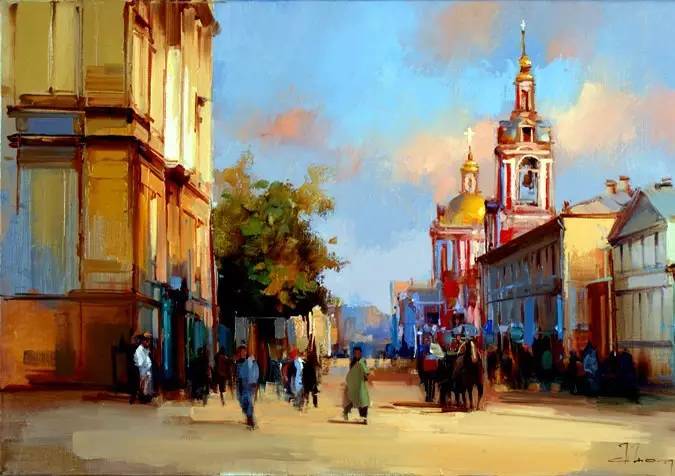 油画风景画氛围感,欧洲城市风景油画