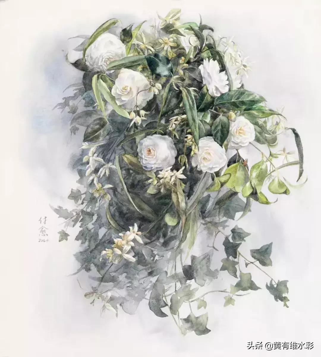 小清新水彩画玫瑰花,水彩画雨中玫瑰