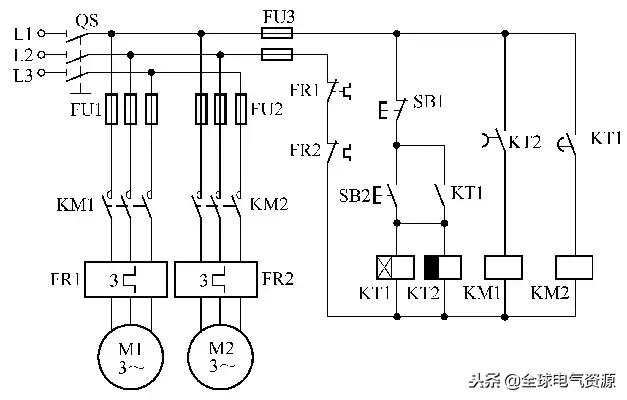 电动机综合保护器电路图及接线图,两台电动机顺序启动逆序停止电路图