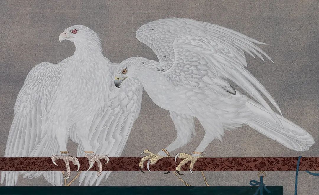 他画的鹰，严谨工致，萧疏威严