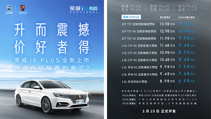 2020款荣威i6优惠,荣威i6推plus版新车