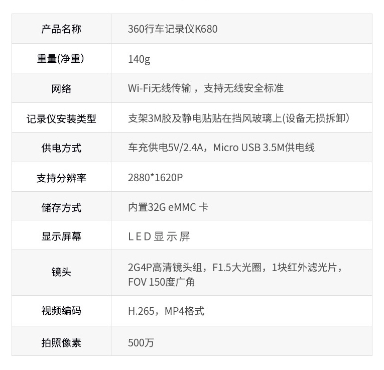 360k680行车记录仪多少钱,360k680行车记录仪可以手机联网