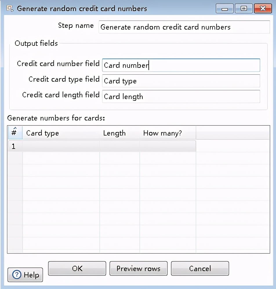 Kettle（PDI）转换中输入步骤之生成随机的信用卡号详解