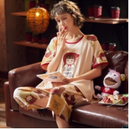 夏日居家睡衣分享来了,短袖七分裤女大童莫代尔睡衣