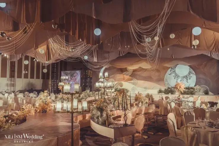 奢华香槟色婚礼风格,香槟色轻奢大气婚礼设计图