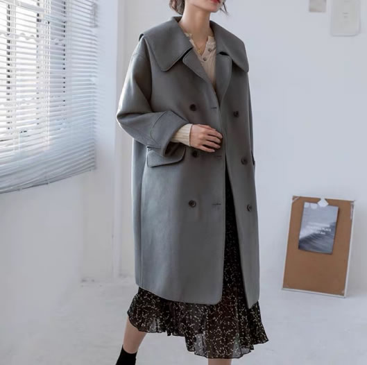 休闲韩版大衣中版大衣穿搭,短款大衣推荐韩系