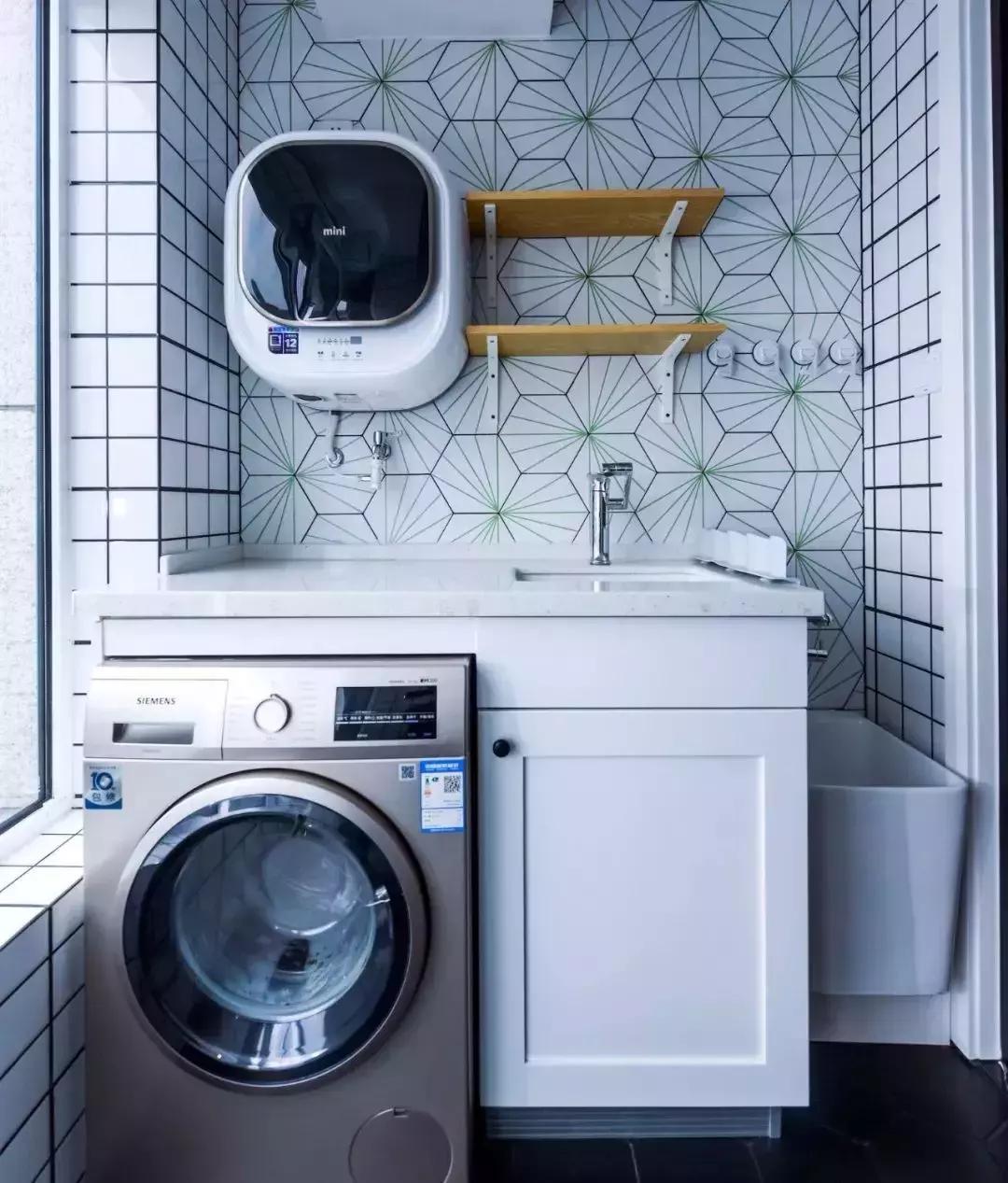 阳台放洗衣机装修效果图,装修洗衣机放阳台还是卫生间